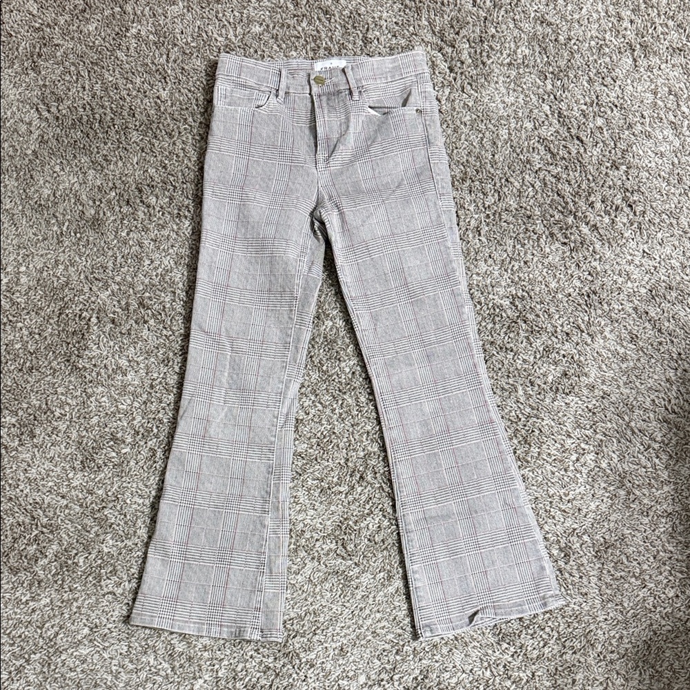 Frame Denim Checkered Flare Trousers